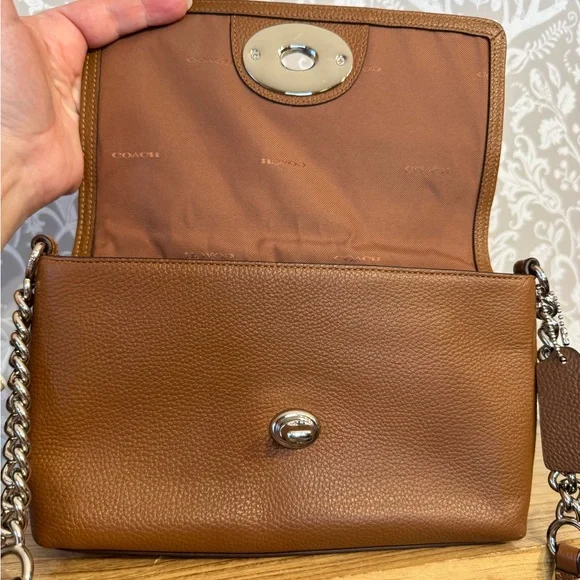 Coach Crosstown Crossbody in Brown Pebbled Leather 53083 EUC Silver Hardware - Picture 3 of 14